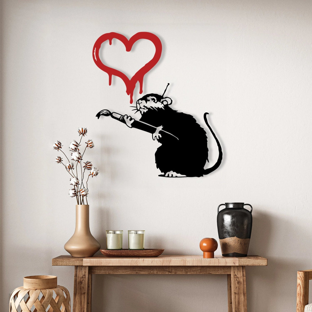 Banksy Graffiti Love Rat Metal Wall Art - BrossHome Metal Wall Art