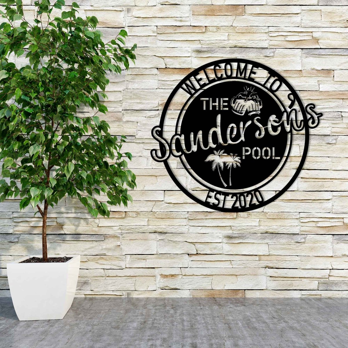 Beer Pool Metal Garden Sign - BrossHome Metal Wall Art