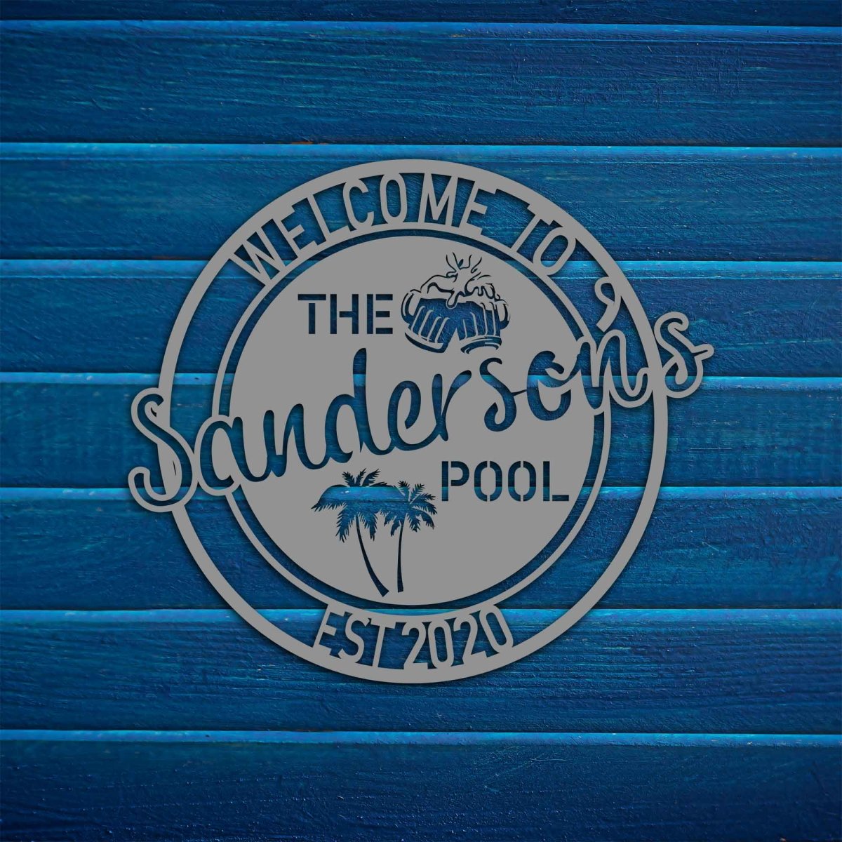 Beer Pool Metal Garden Sign - BrossHome Metal Wall Art