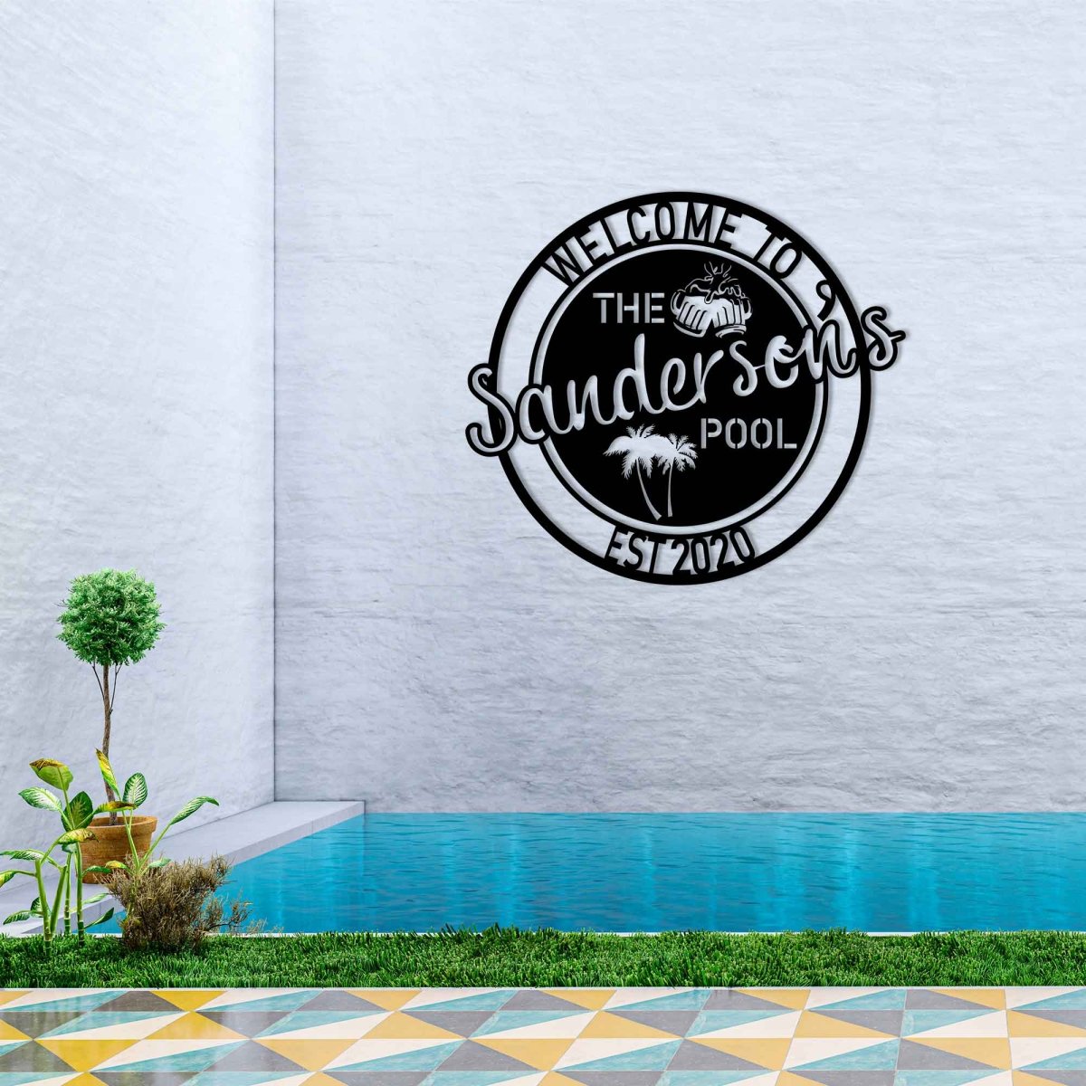Beer Pool Metal Garden Sign - BrossHome Metal Wall Art