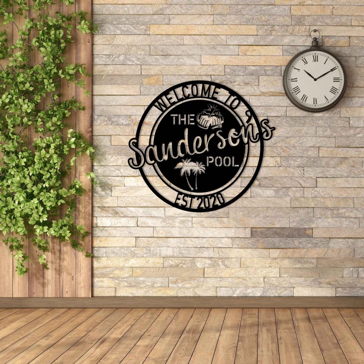 Beer Pool Metal Garden Sign - BrossHome Metal Wall Art