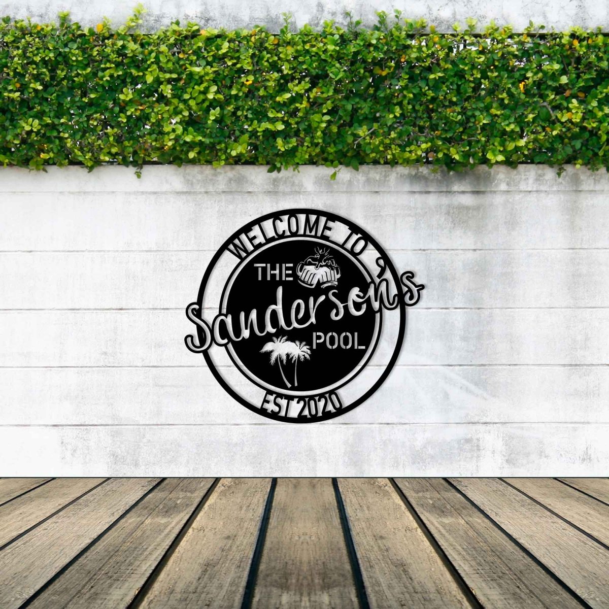 Beer Pool Metal Garden Sign - BrossHome Metal Wall Art