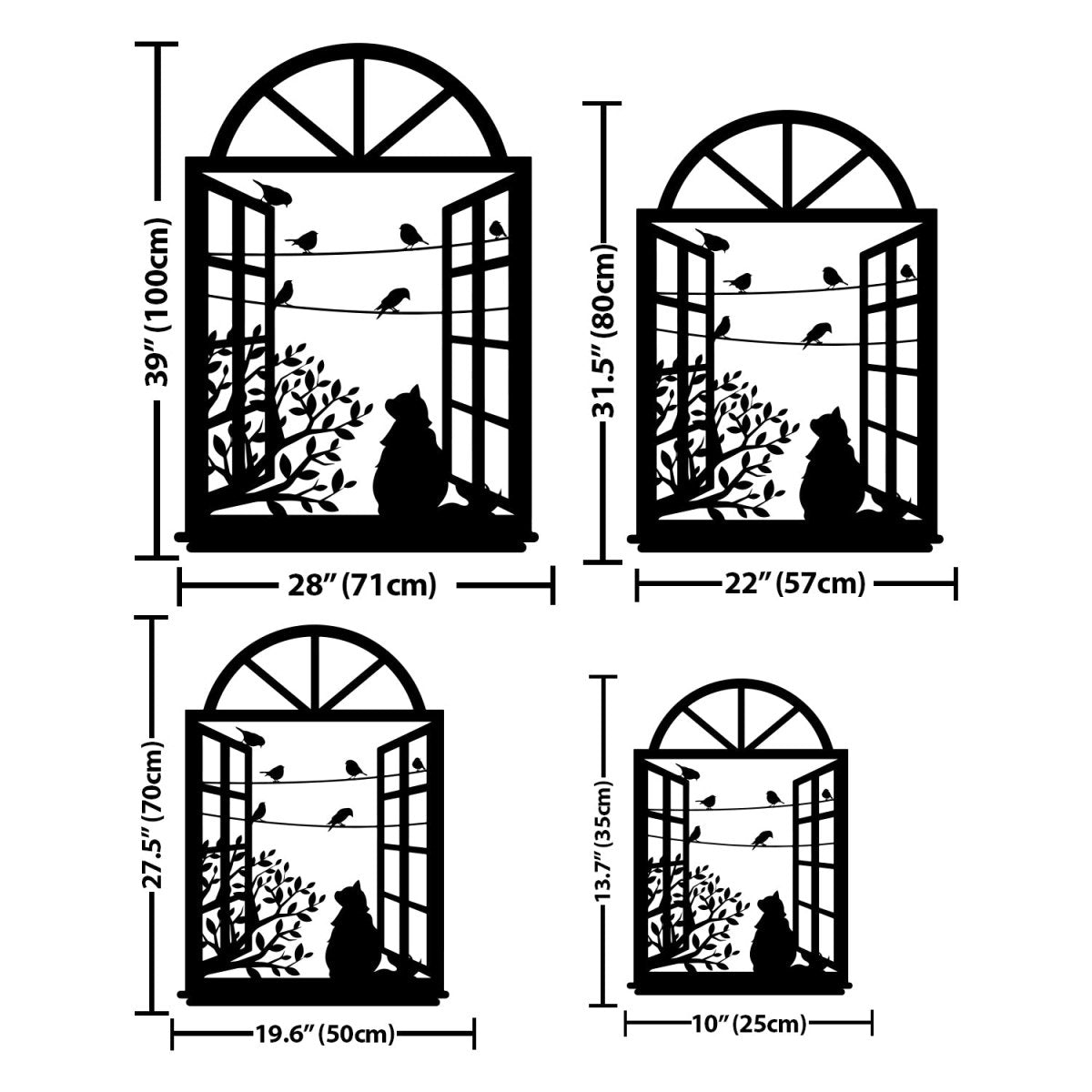 Birds and Cat Metal Wall Art in Window - BrossHome Metal Wall Art