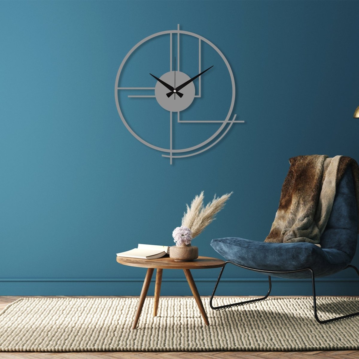 Black Large Minimalist Wall Clock - BrossHome Metal Wall Art