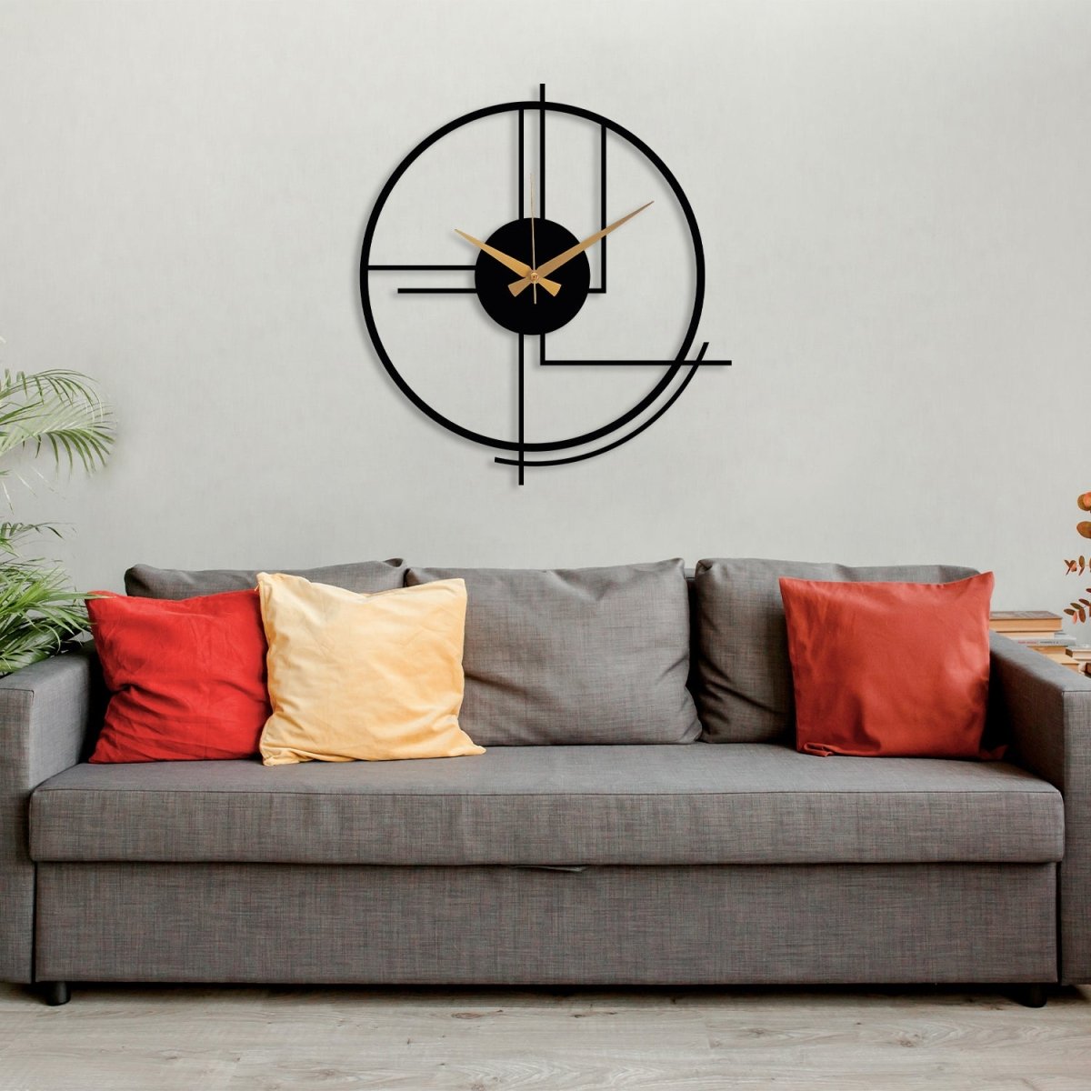Black Large Minimalist Wall Clock - BrossHome Metal Wall Art