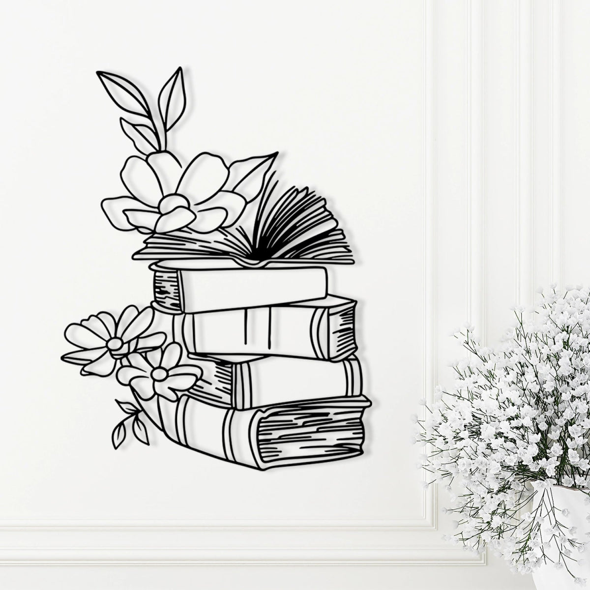 Books & Blooms Metal Wall Decor - BrossHome Metal Wall Art