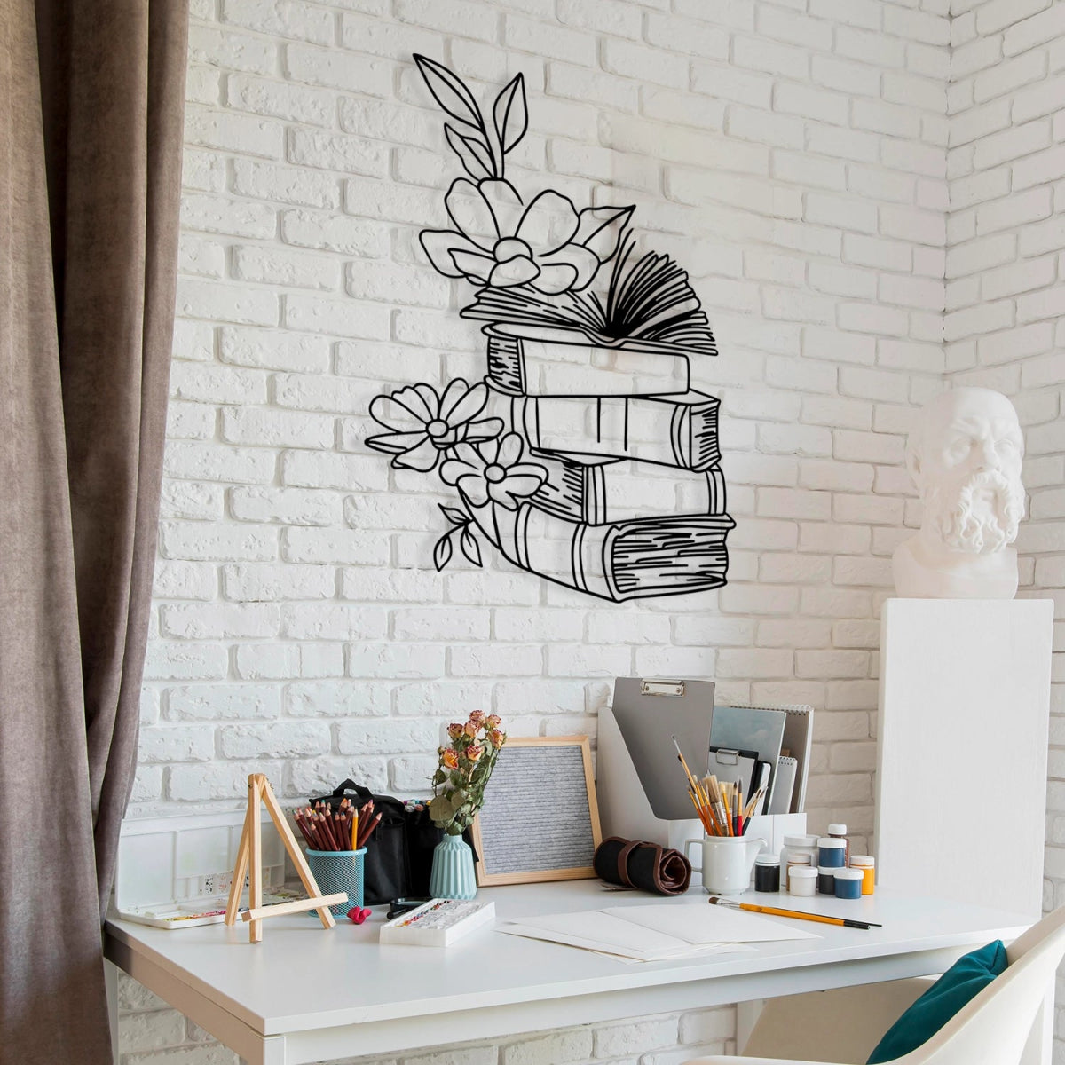 Books & Blooms Metal Wall Decor - BrossHome Metal Wall Art