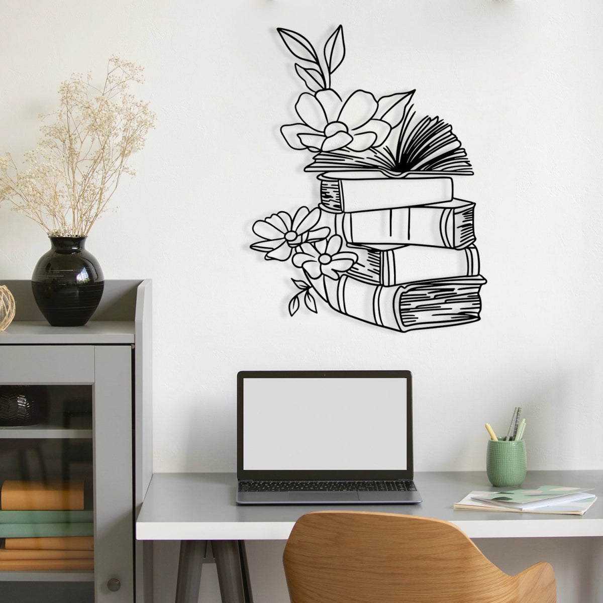 Books & Blooms Metal Wall Decor - BrossHome Metal Wall Art