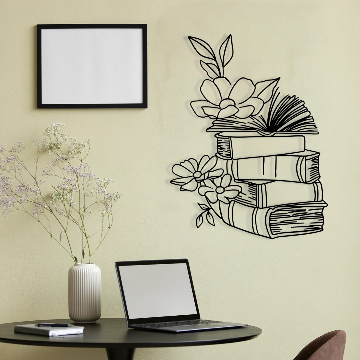 Books & Blooms Metal Wall Decor - BrossHome Metal Wall Art