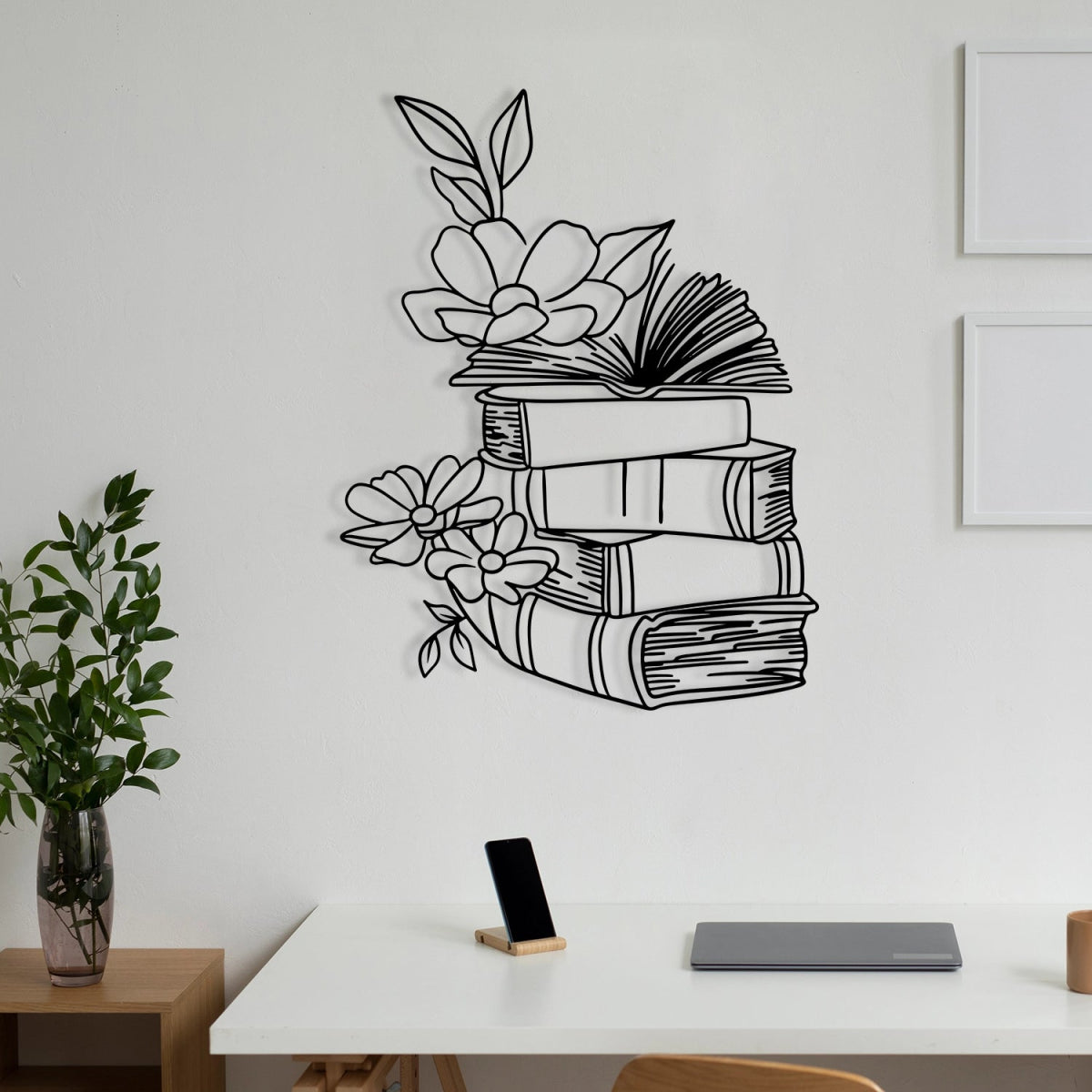 Books & Blooms Metal Wall Decor - BrossHome Metal Wall Art