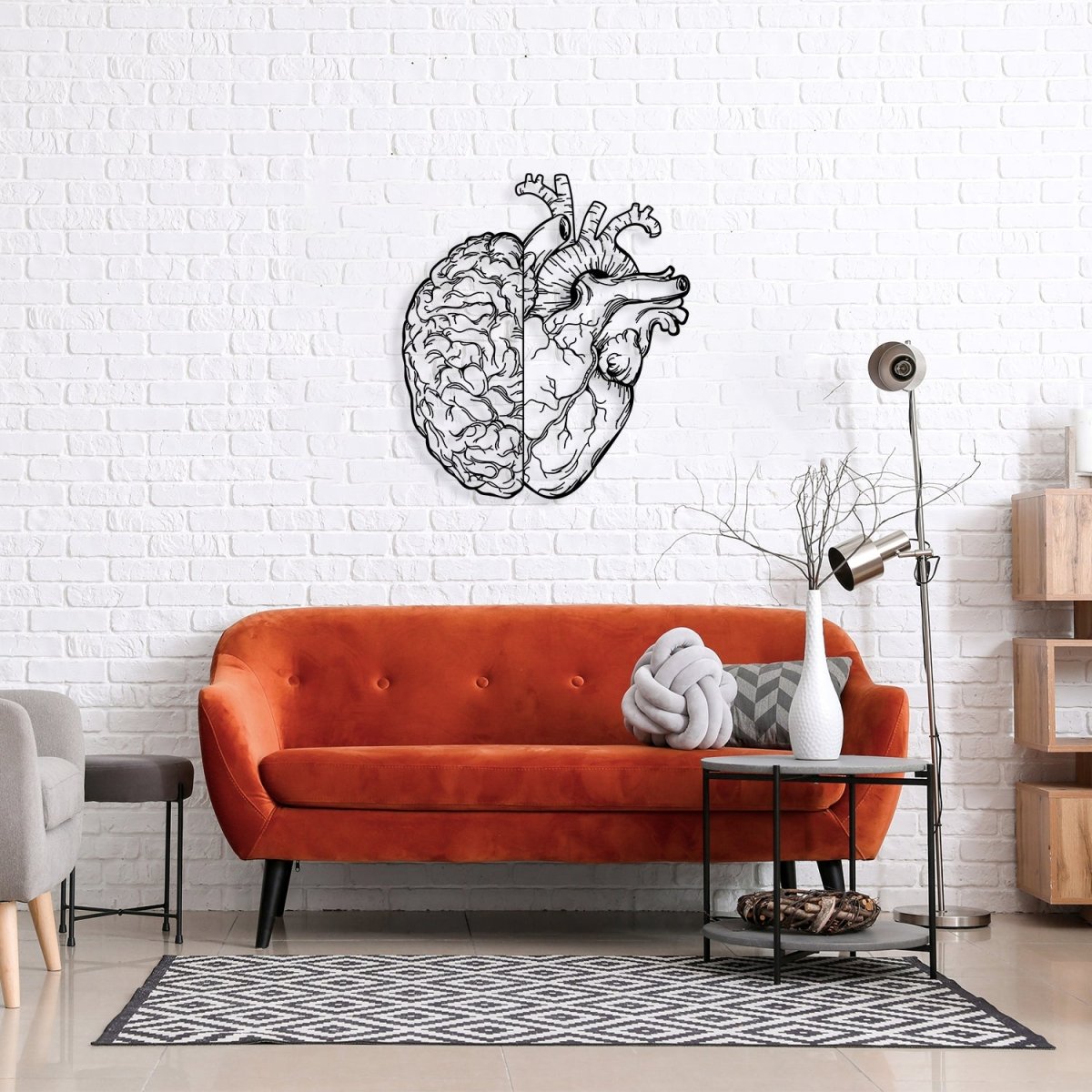 Brain and Heart Metal Wall Art - BrossHome Metal Wall Art