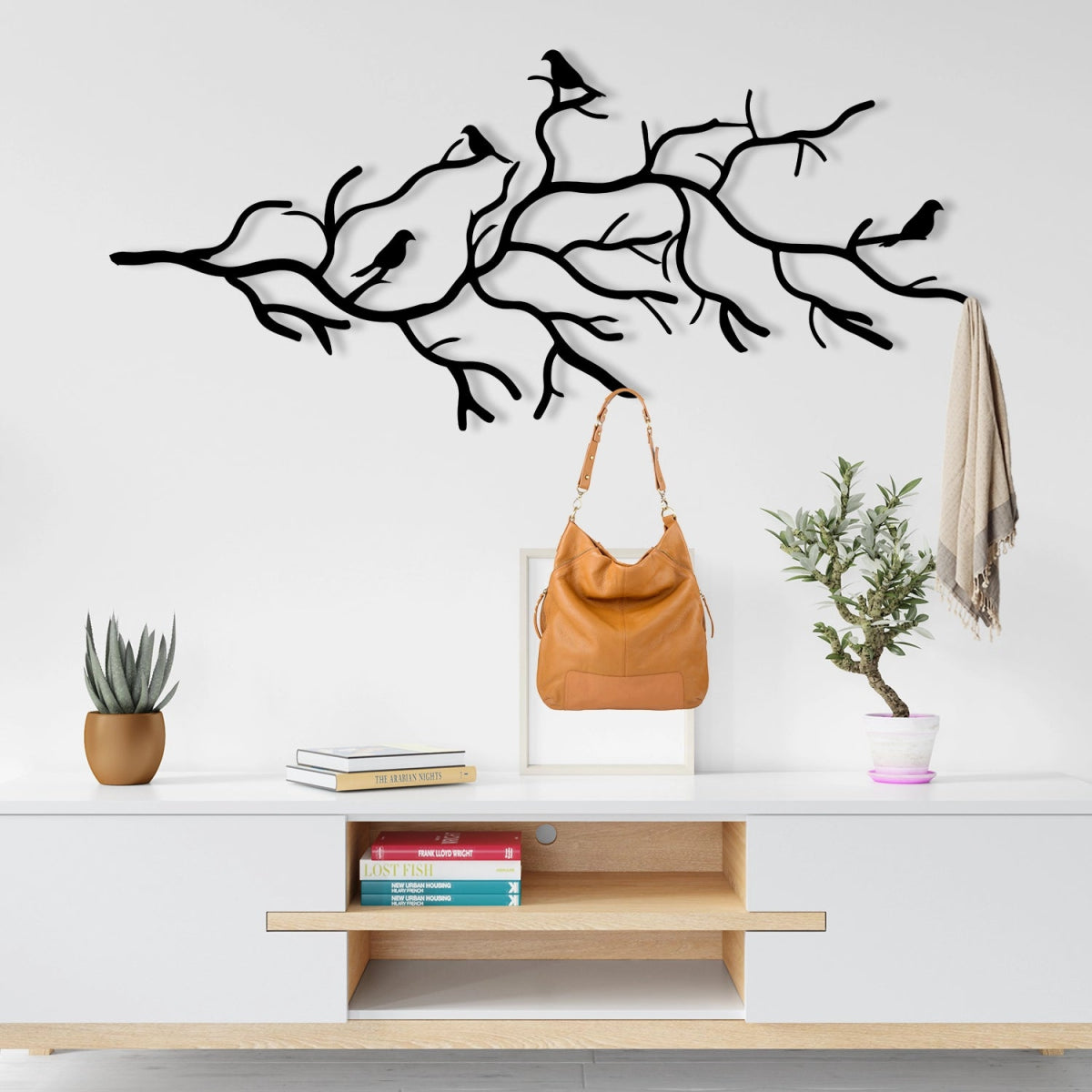 Branch Harmony Metal Wall Coat Rack - BrossHome Metal Wall Art