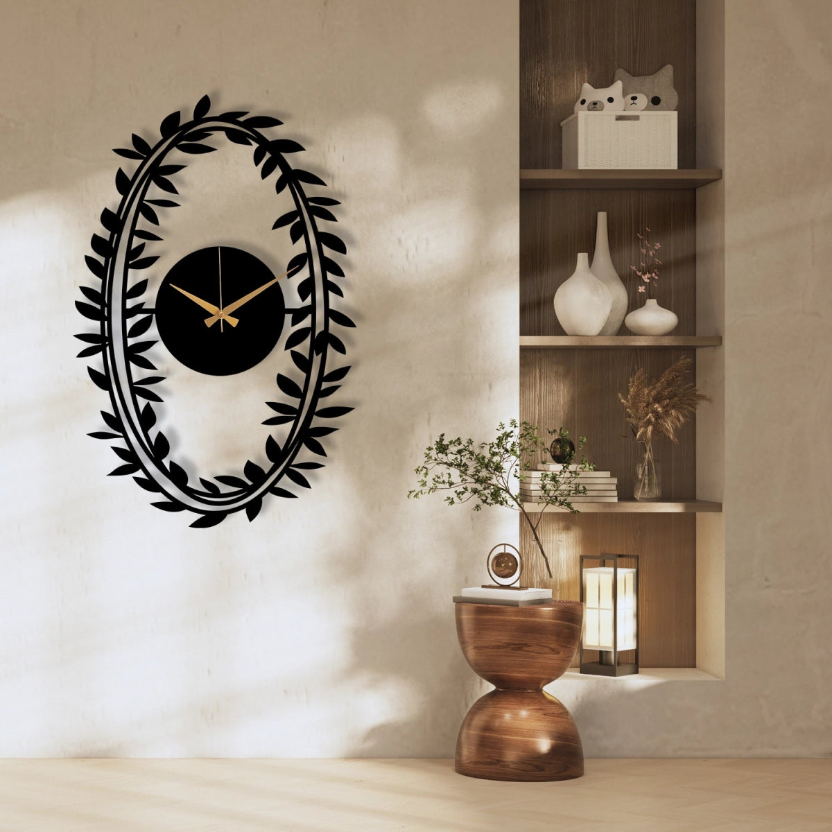 Branch Patterned Metal Wall Clock - BrossHome Metal Wall Art