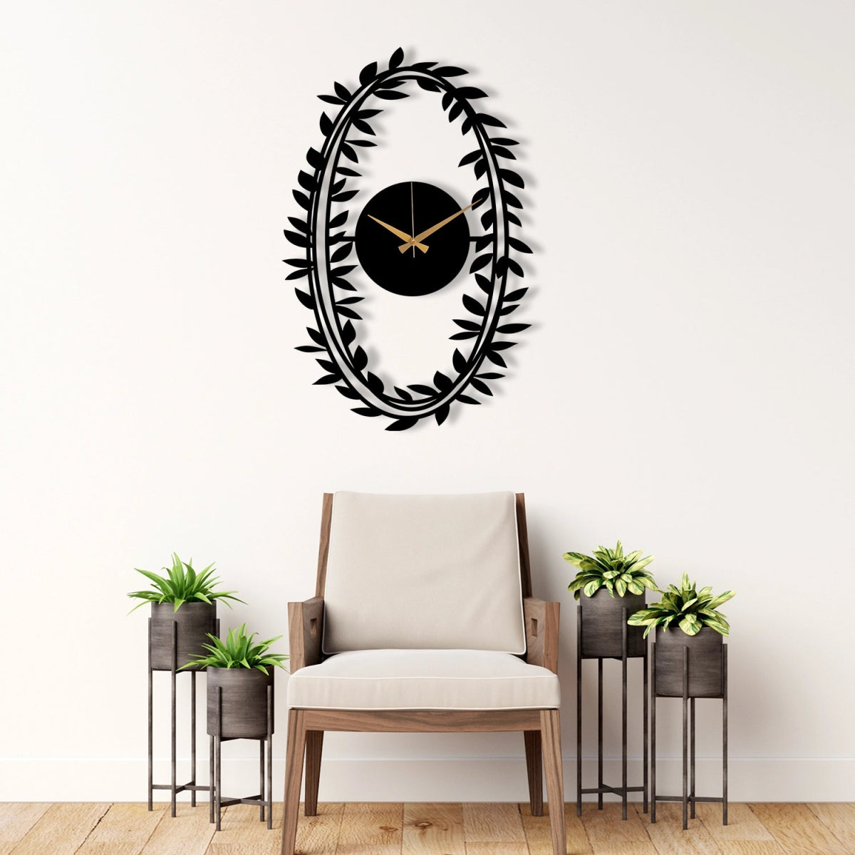 Branch Patterned Metal Wall Clock - BrossHome Metal Wall Art