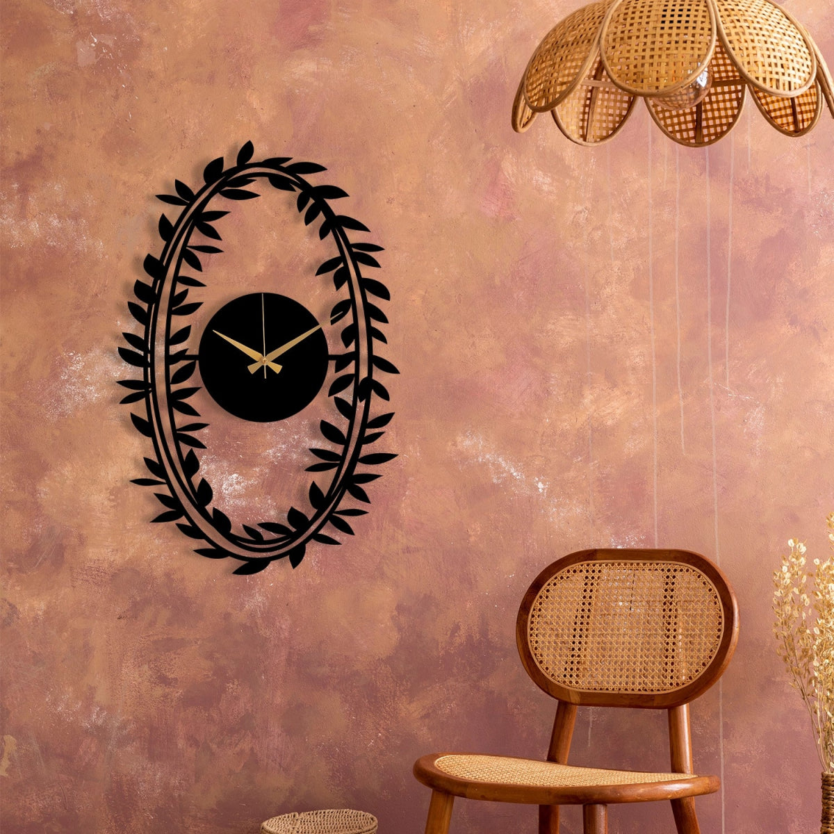 Branch Patterned Metal Wall Clock - BrossHome Metal Wall Art