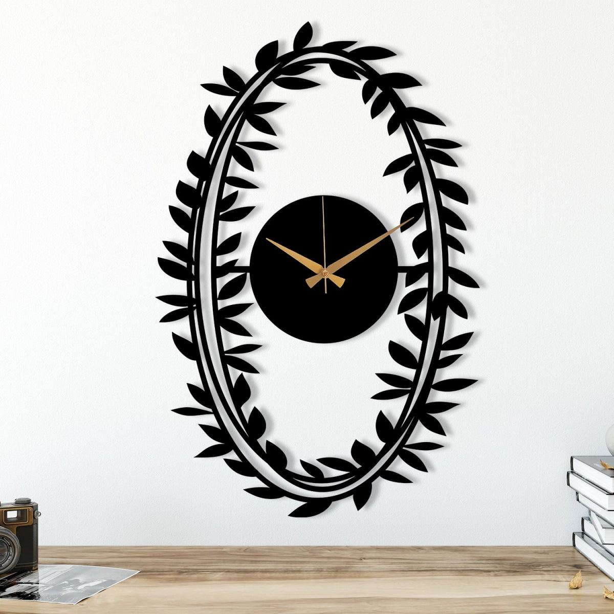 Branch Patterned Metal Wall Clock - BrossHome Metal Wall Art