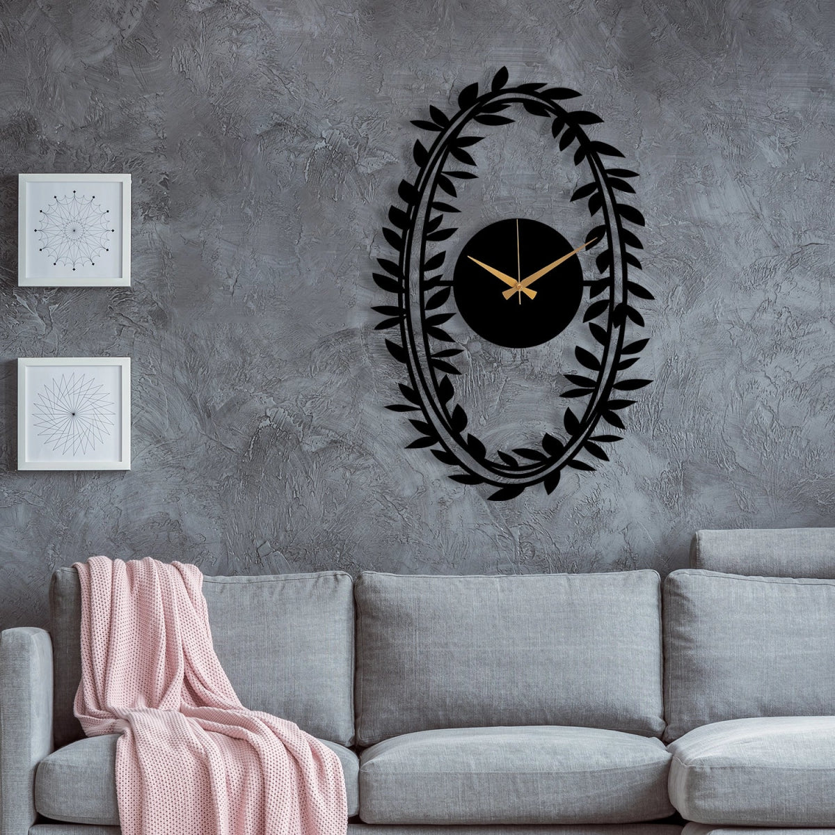 Branch Patterned Metal Wall Clock - BrossHome Metal Wall Art