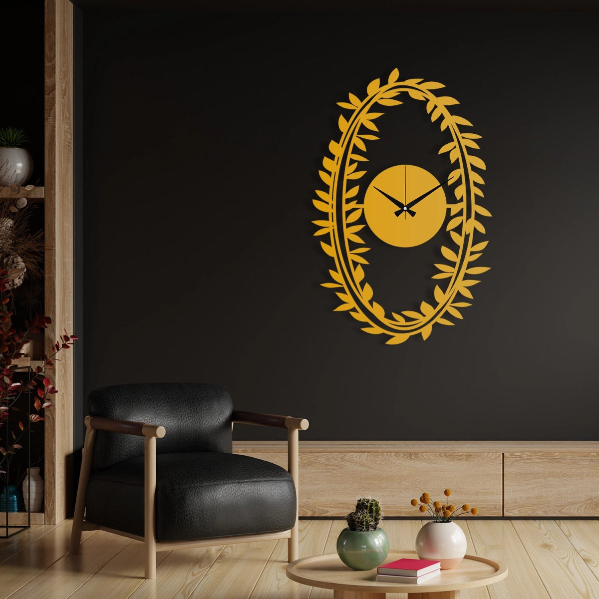 Branch Patterned Metal Wall Clock - BrossHome Metal Wall Art