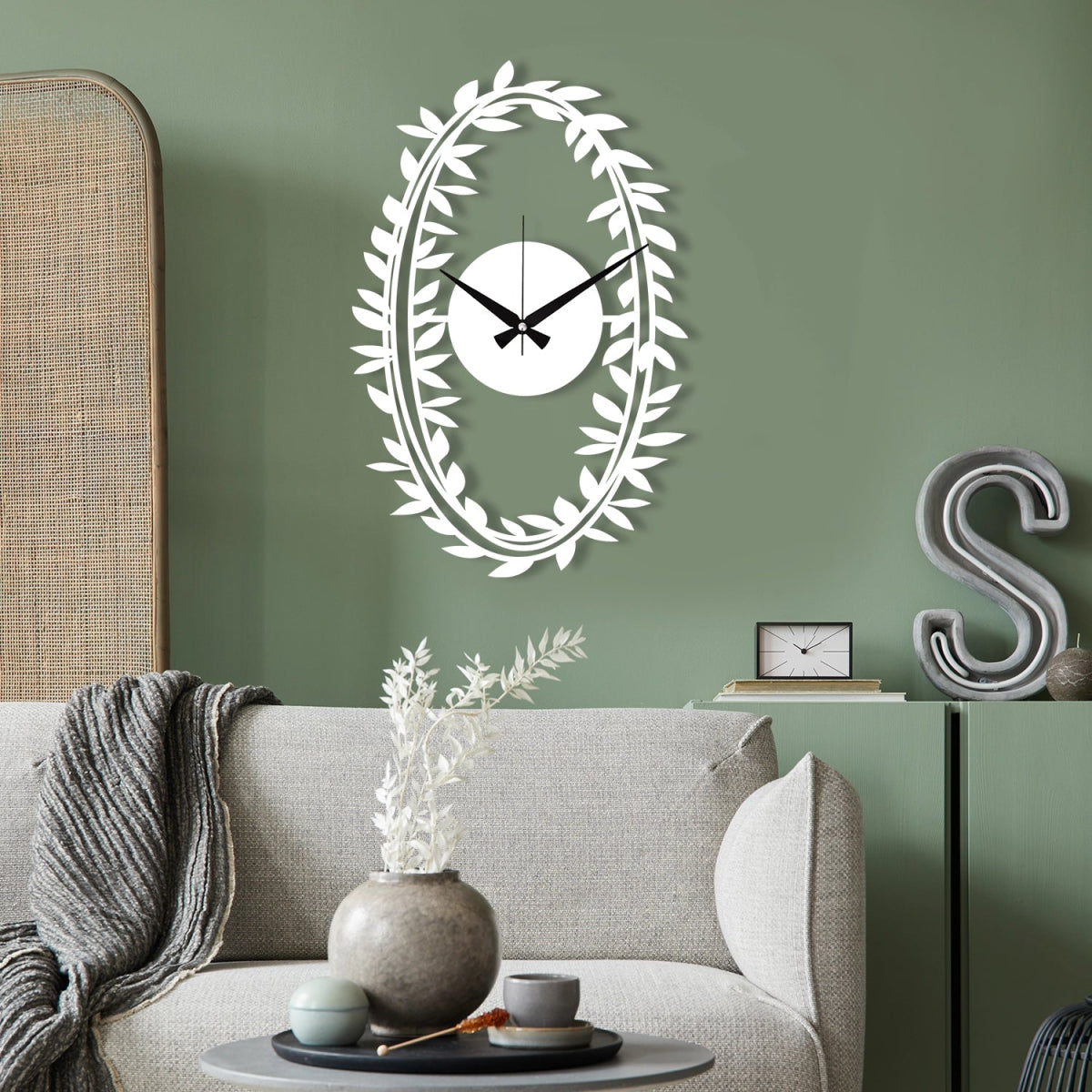 Branch Patterned Metal Wall Clock - BrossHome Metal Wall Art
