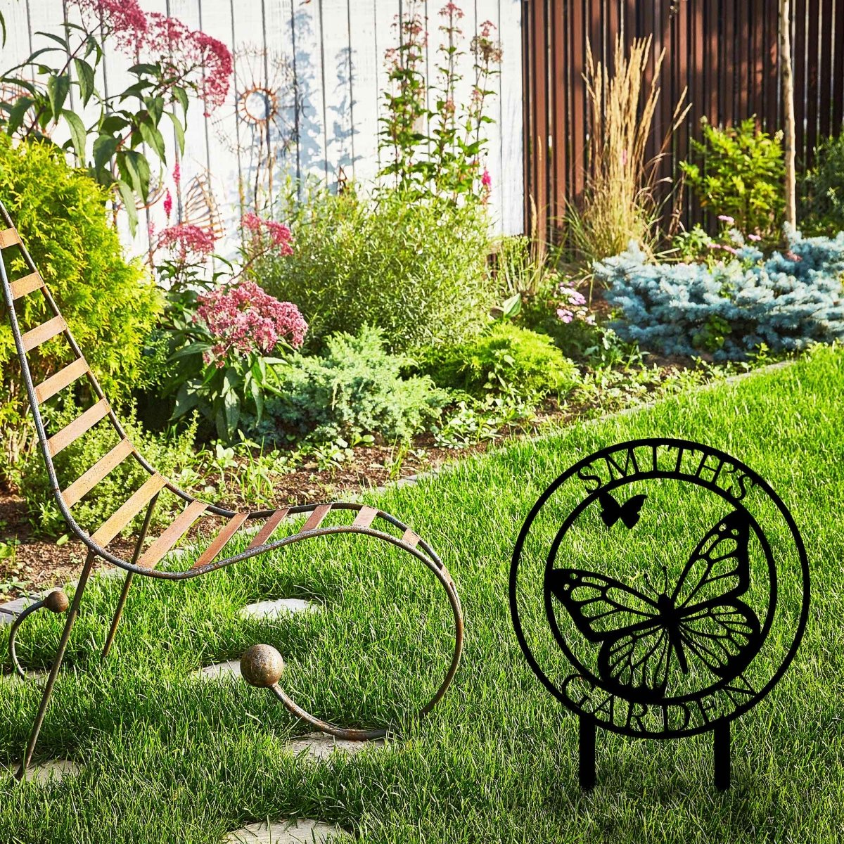 Butterfly Yard Stake Sign - BrossHome Metal Wall Art
