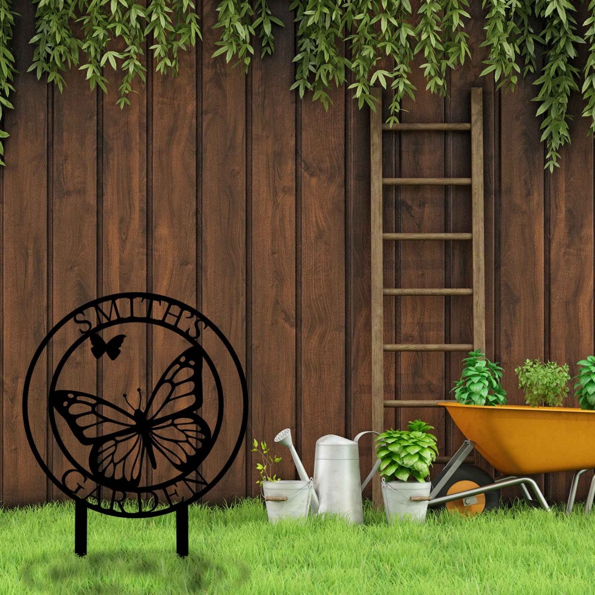 Butterfly Yard Stake Sign - BrossHome Metal Wall Art