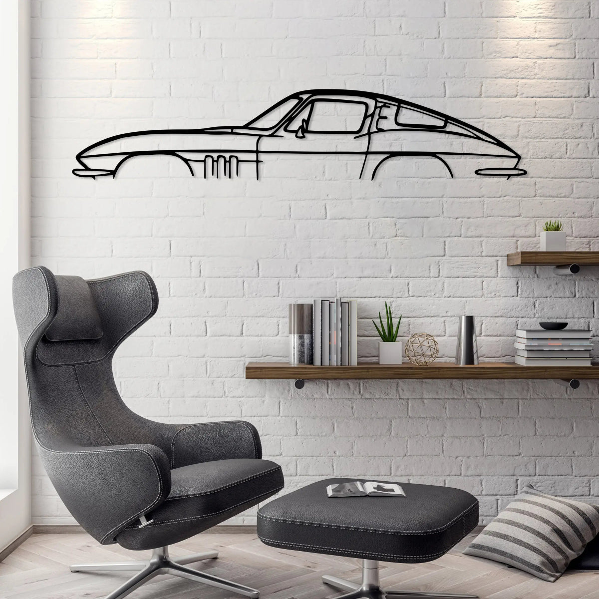 C2 Corvette Silhouette Metal Wall Art - BrossHome Metal Wall Art