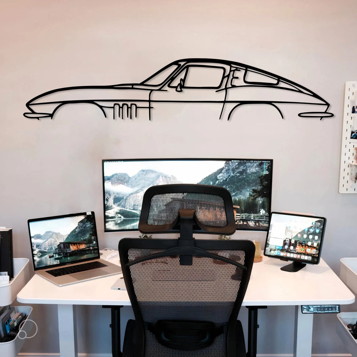 C2 Corvette Silhouette Metal Wall Art - BrossHome Metal Wall Art