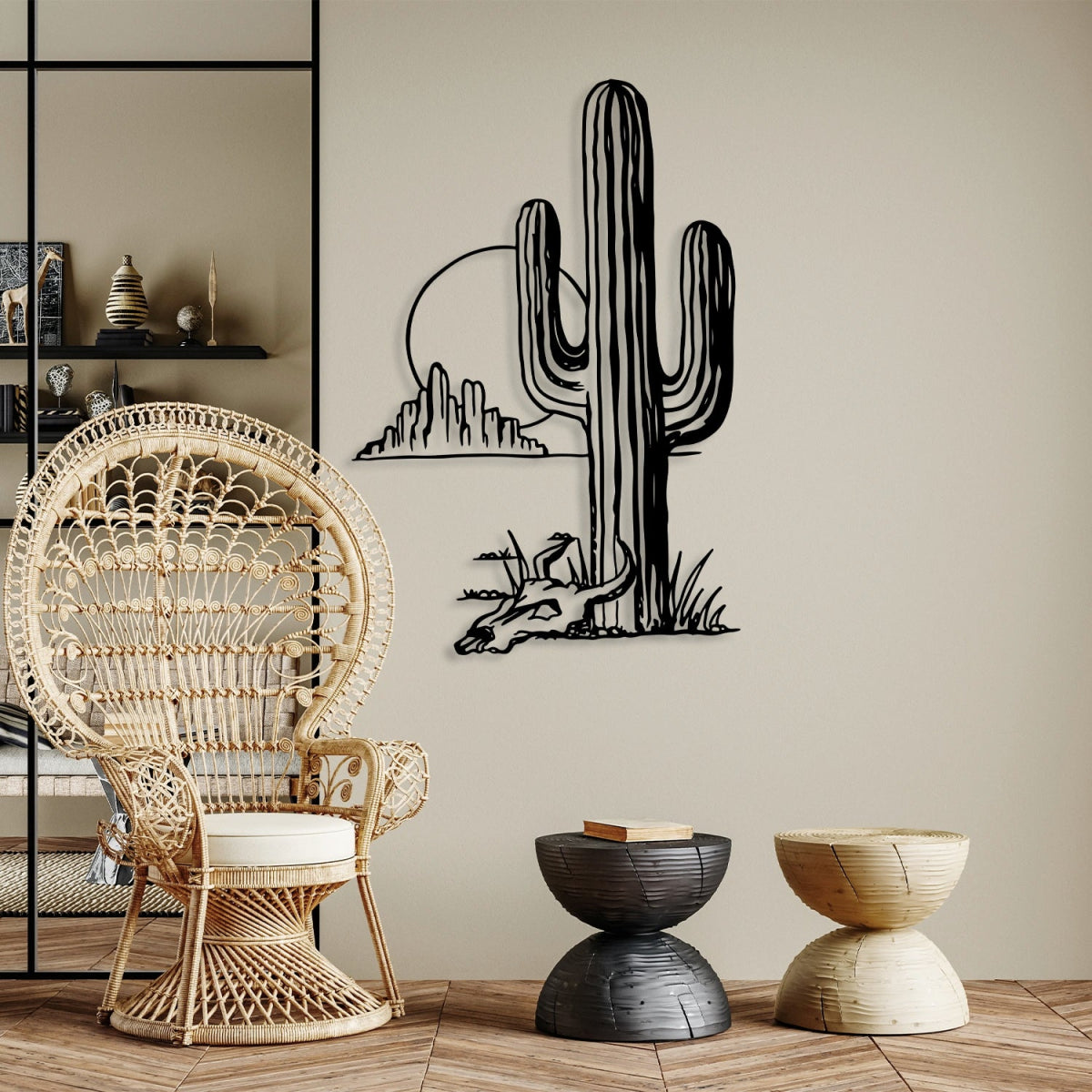 Cactus Sun Metal Wall Art - BrossHome Metal Wall Art