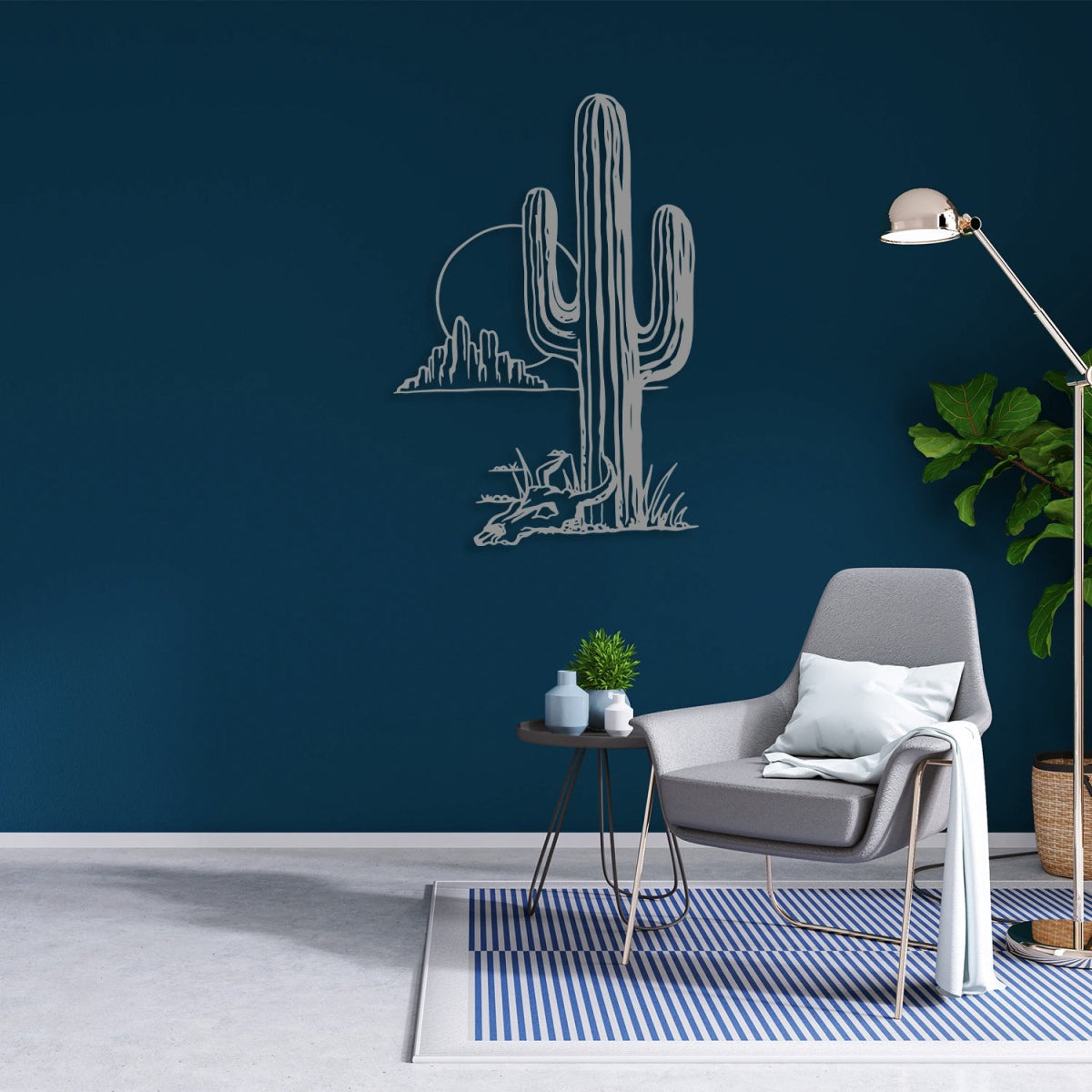 Cactus Sun Metal Wall Art - BrossHome Metal Wall Art