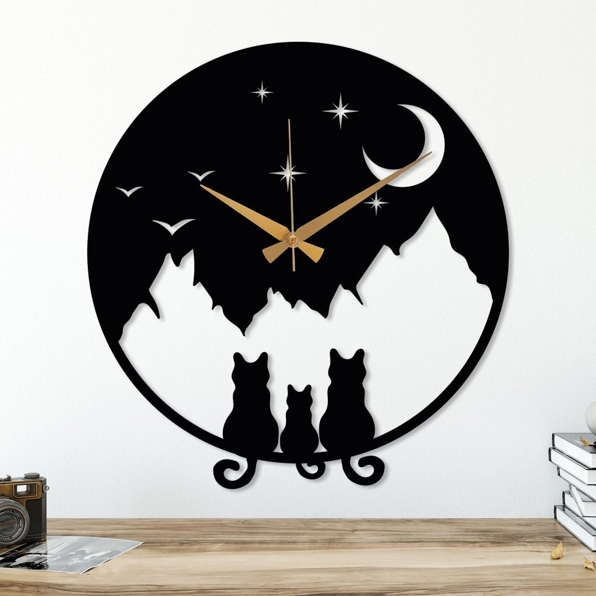 Cat Metal Wall Clock - BrossHome Metal Wall Art