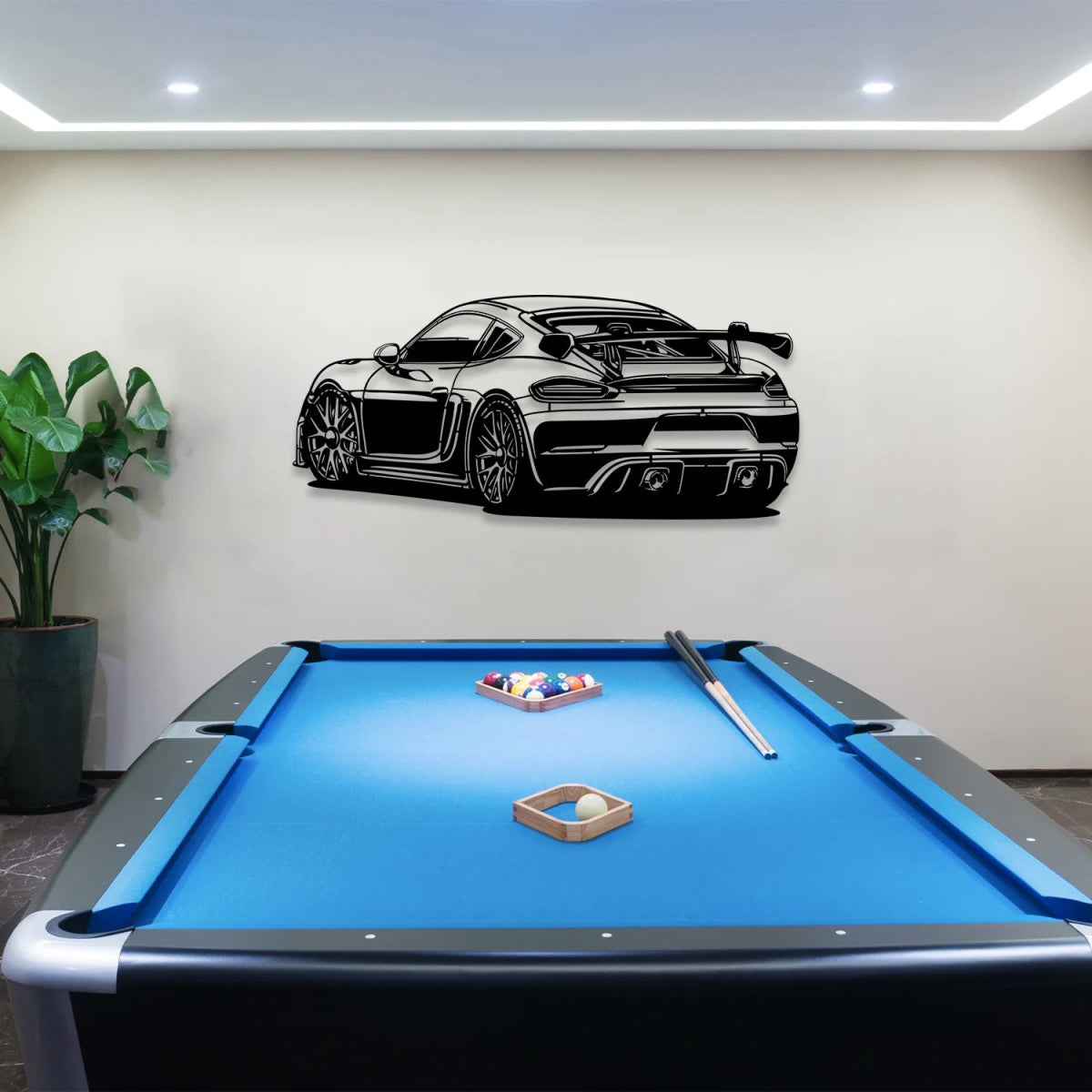 Cayman 718 GT4 RS Car Silhouette Metal Wall Art - BrossHome Metal Wall Art
