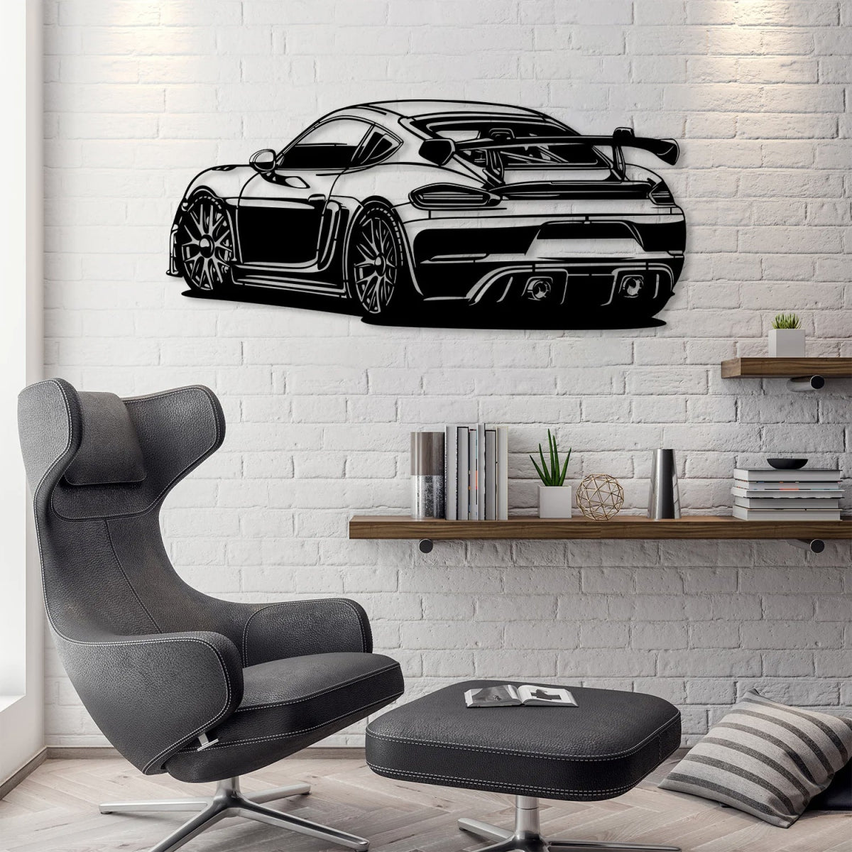 Cayman 718 GT4 RS Car Silhouette Metal Wall Art - BrossHome Metal Wall Art