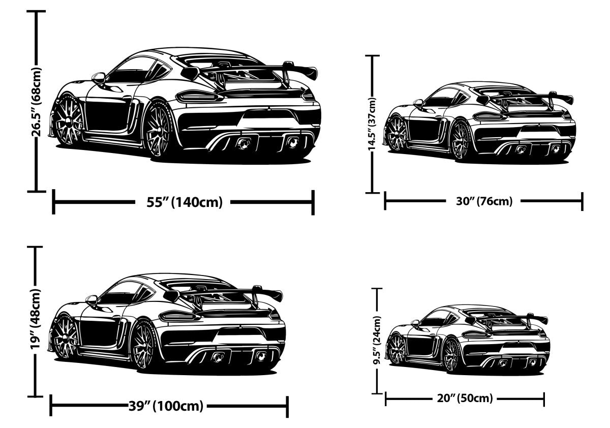 Cayman 718 GT4 RS Car Silhouette Metal Wall Art - BrossHome Metal Wall Art