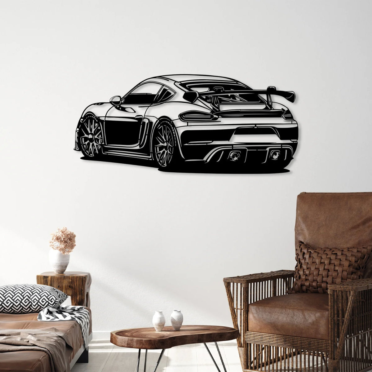 Cayman 718 GT4 RS Car Silhouette Metal Wall Art - BrossHome Metal Wall Art