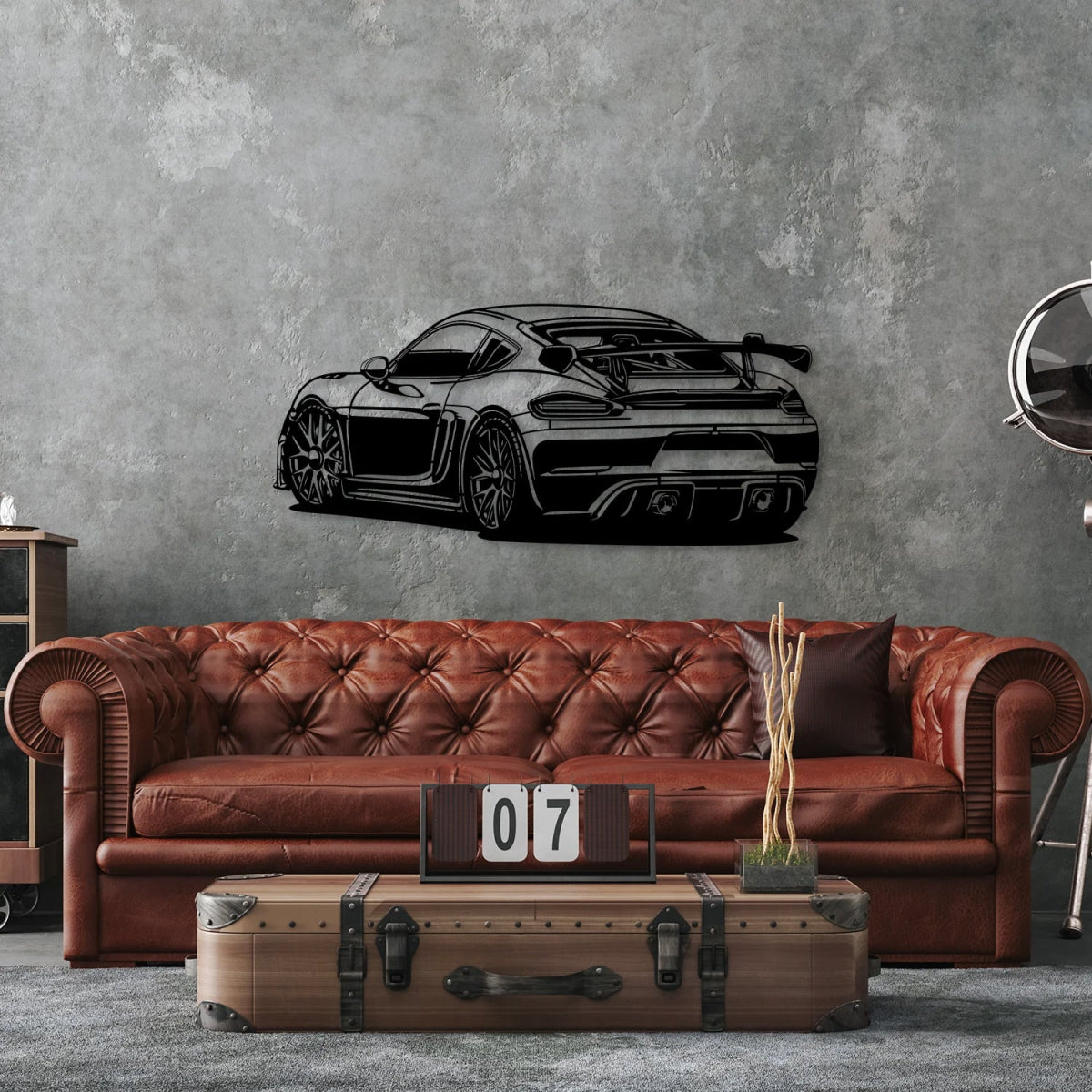 Cayman 718 GT4 RS Car Silhouette Metal Wall Art - BrossHome Metal Wall Art