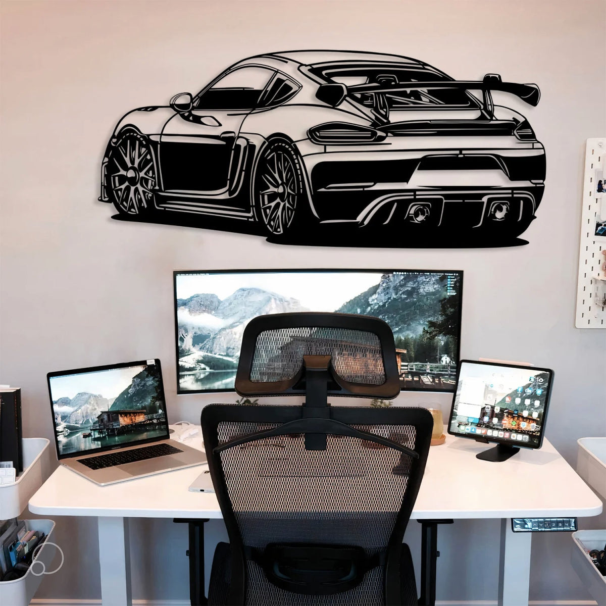 Cayman 718 GT4 RS Car Silhouette Metal Wall Art - BrossHome Metal Wall Art