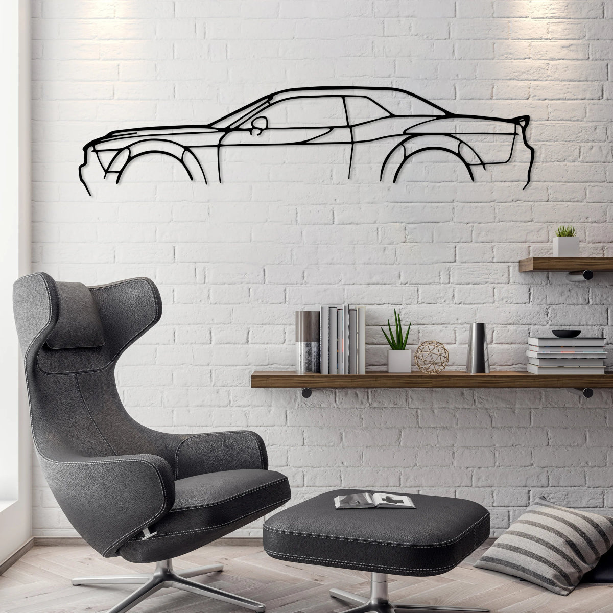 Challenger Car Metal Silhouette Wall Art - BrossHome Metal Wall Art