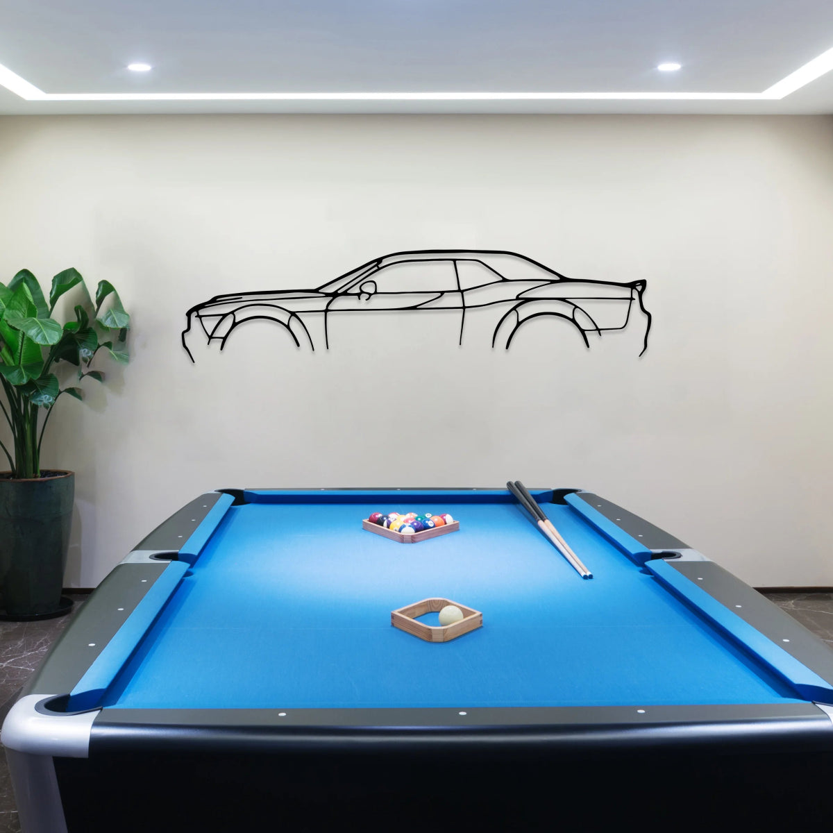 Challenger Car Metal Silhouette Wall Art - BrossHome Metal Wall Art