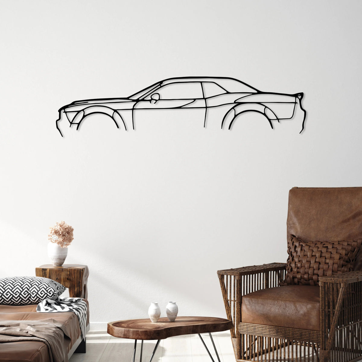Challenger Car Metal Silhouette Wall Art - BrossHome Metal Wall Art