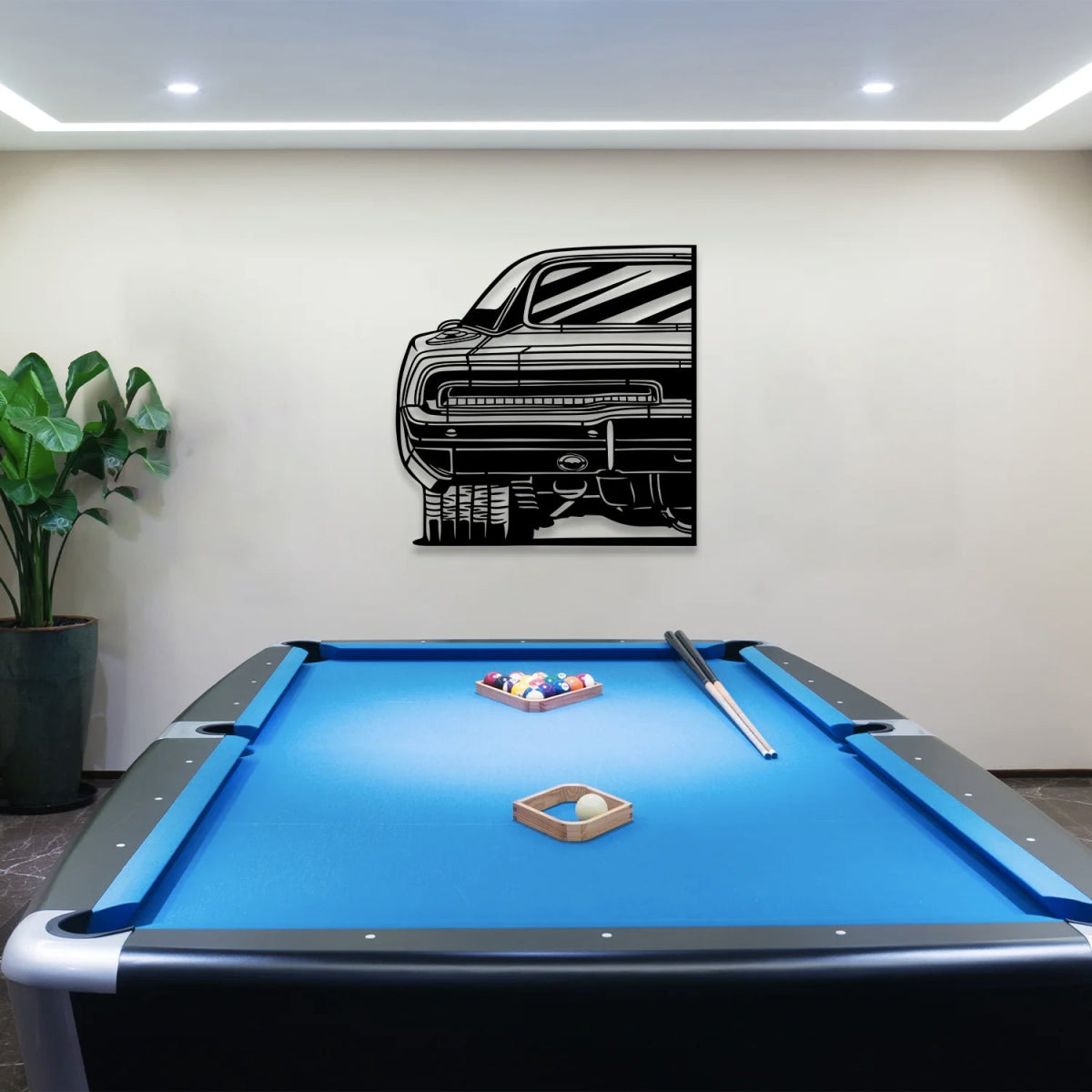 Charger RT Car Silhouette Metal Wall Art (Rear View) - BrossHome Metal Wall Art