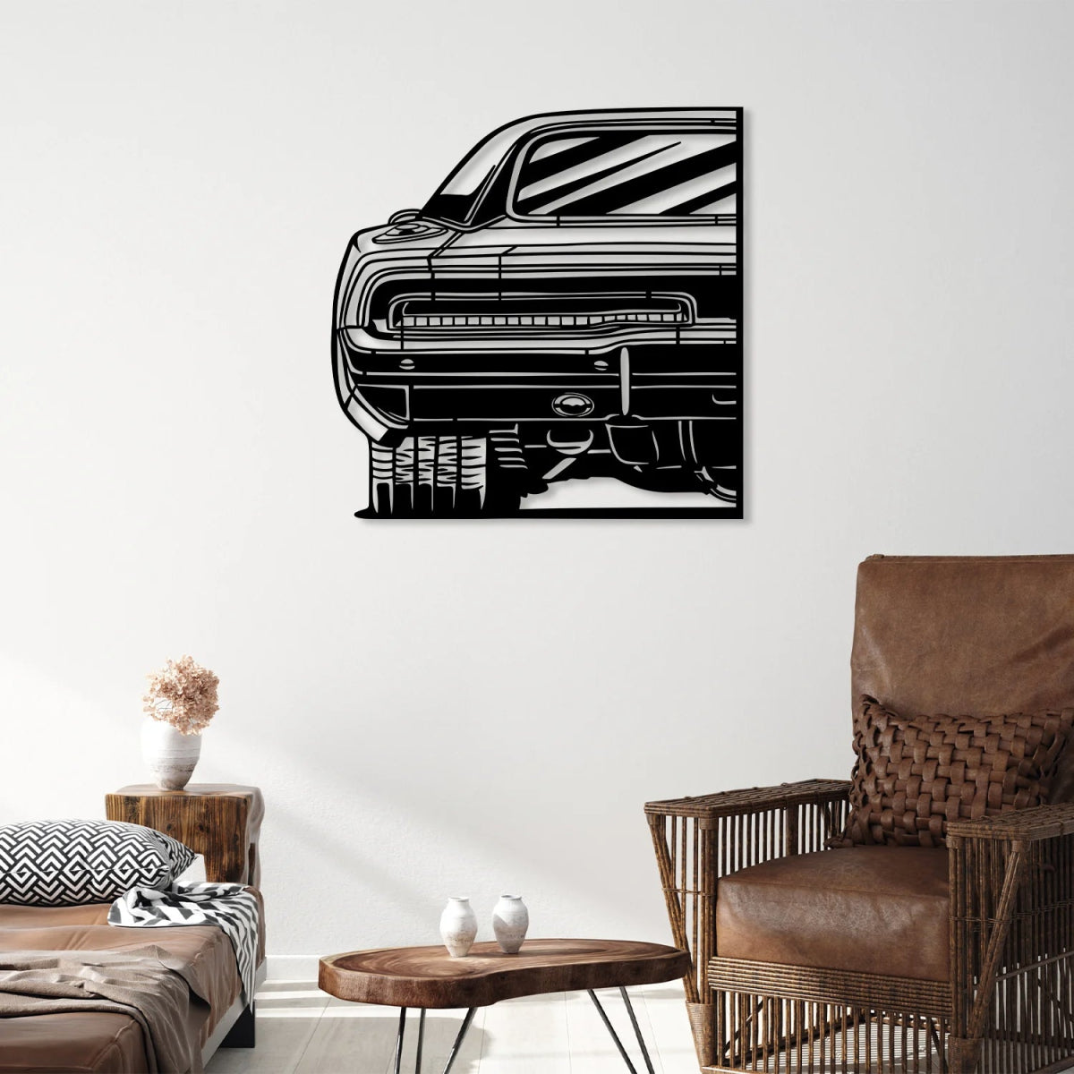 Charger RT Car Silhouette Metal Wall Art (Rear View) - BrossHome Metal Wall Art