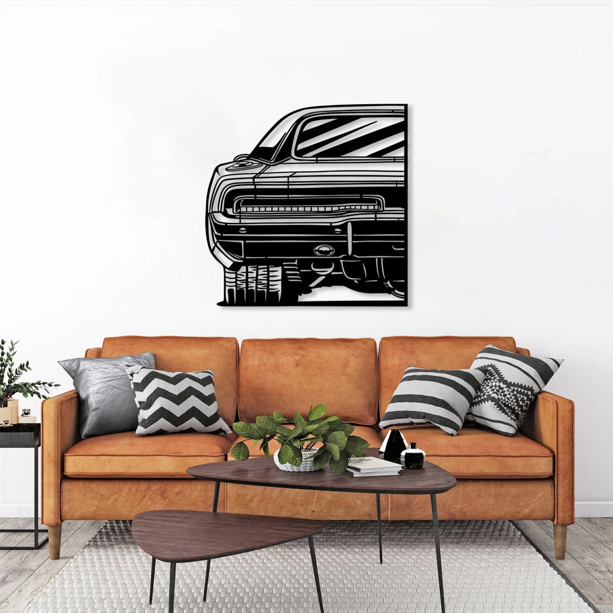 Charger RT Car Silhouette Metal Wall Art (Rear View) - BrossHome Metal Wall Art
