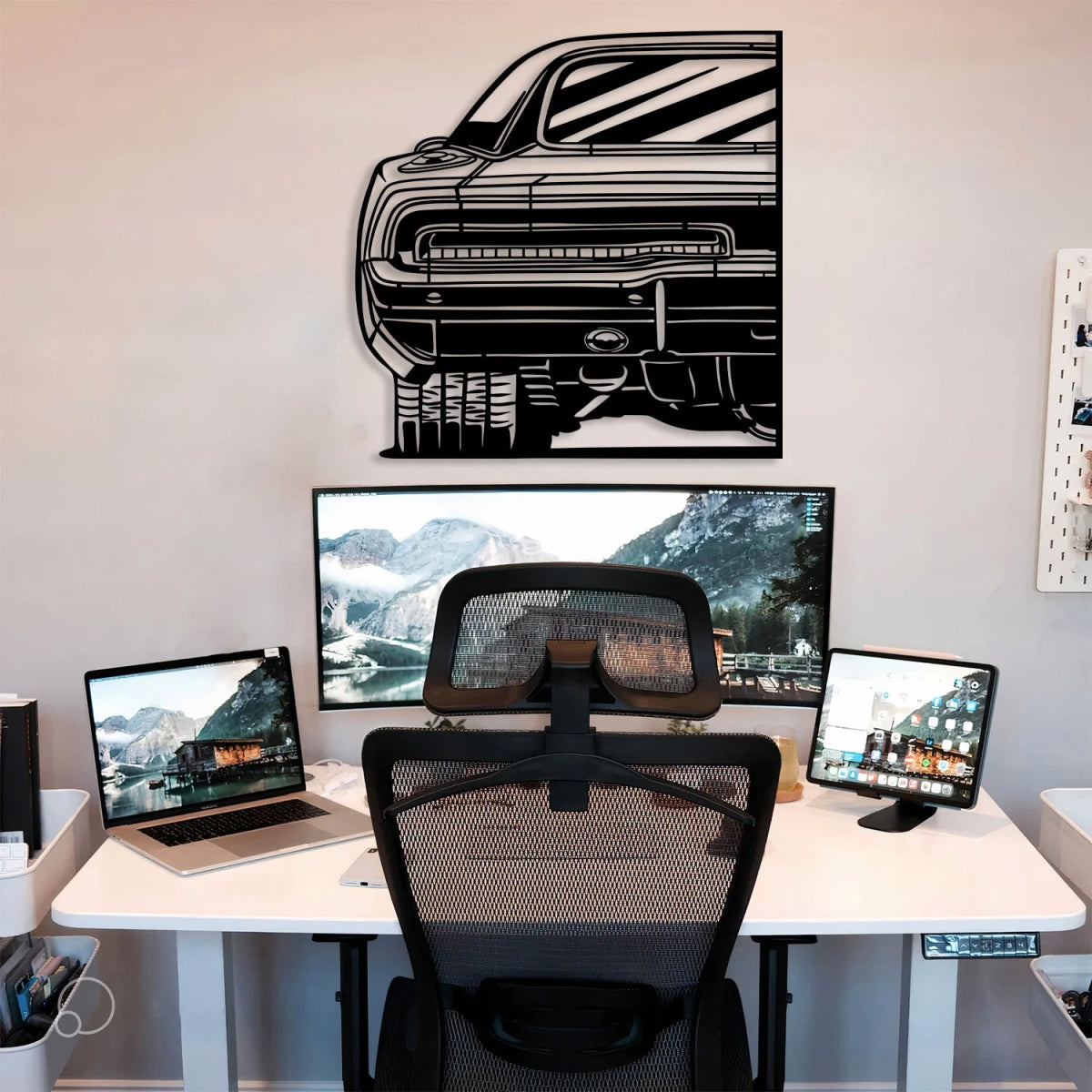 Charger RT Car Silhouette Metal Wall Art (Rear View) - BrossHome Metal Wall Art