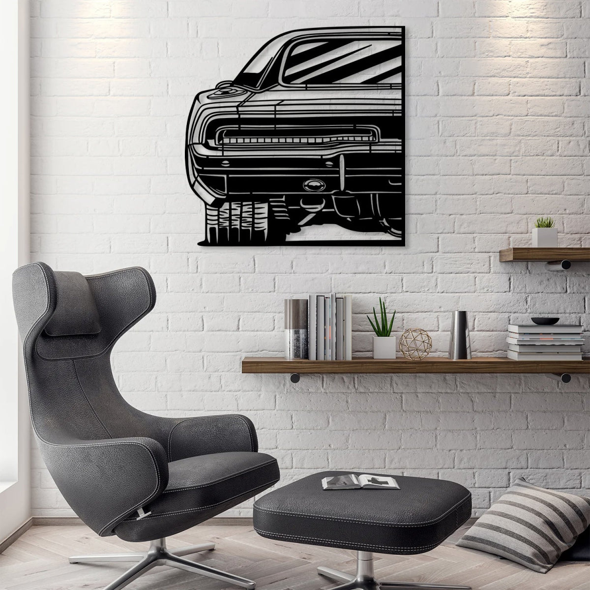 Charger RT Car Silhouette Metal Wall Art (Rear View) - BrossHome Metal Wall Art