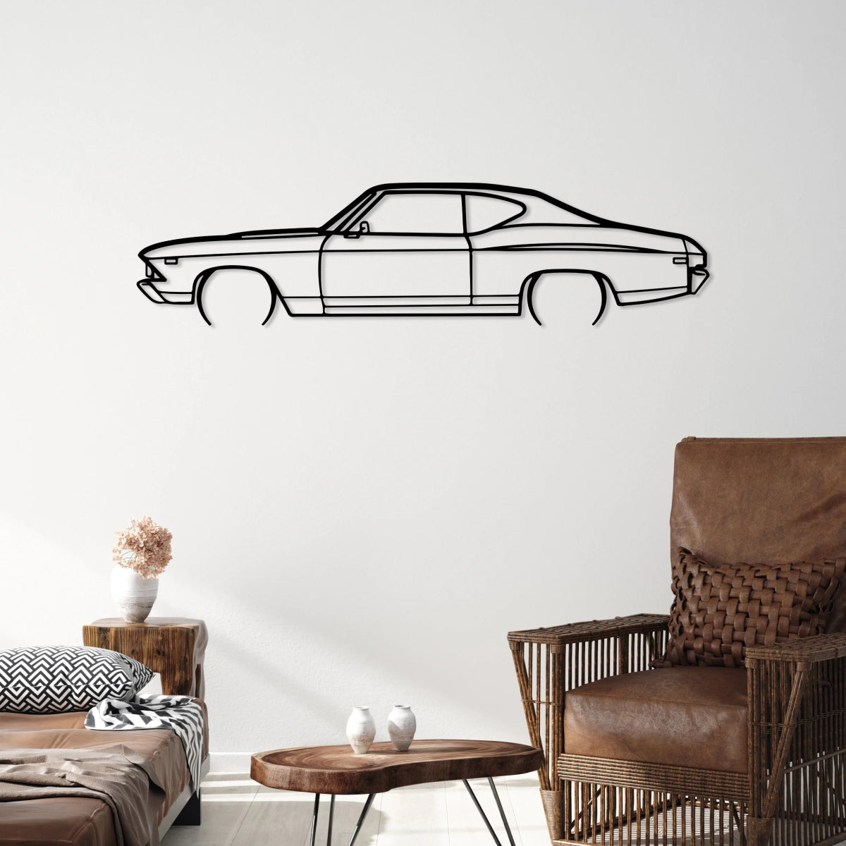 Chevelle Car Metal Silhouette Wall Art - BrossHome Metal Wall Art