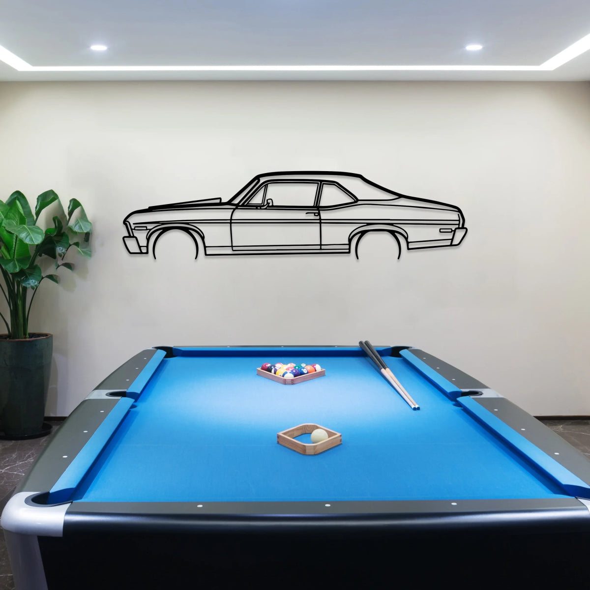 Chevy Nova 1970 Metal Car Silhouette Wall Art - BrossHome Metal Wall Art