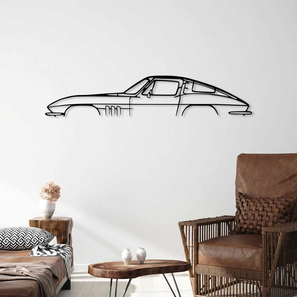 Corvette Sting Ray Metal Car Silhouette Wall Art - BrossHome Metal Wall Art