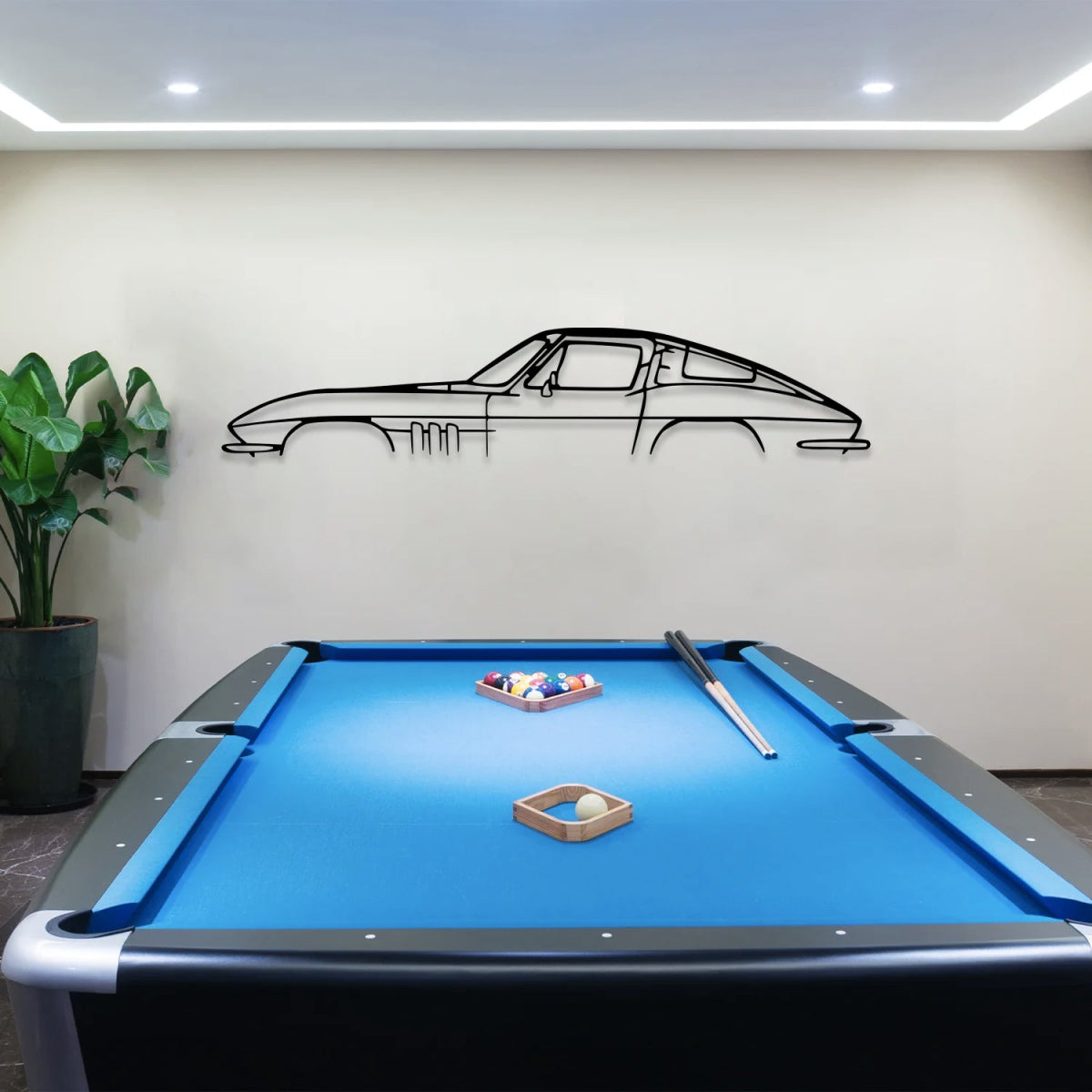 Corvette Sting Ray Metal Car Silhouette Wall Art - BrossHome Metal Wall Art