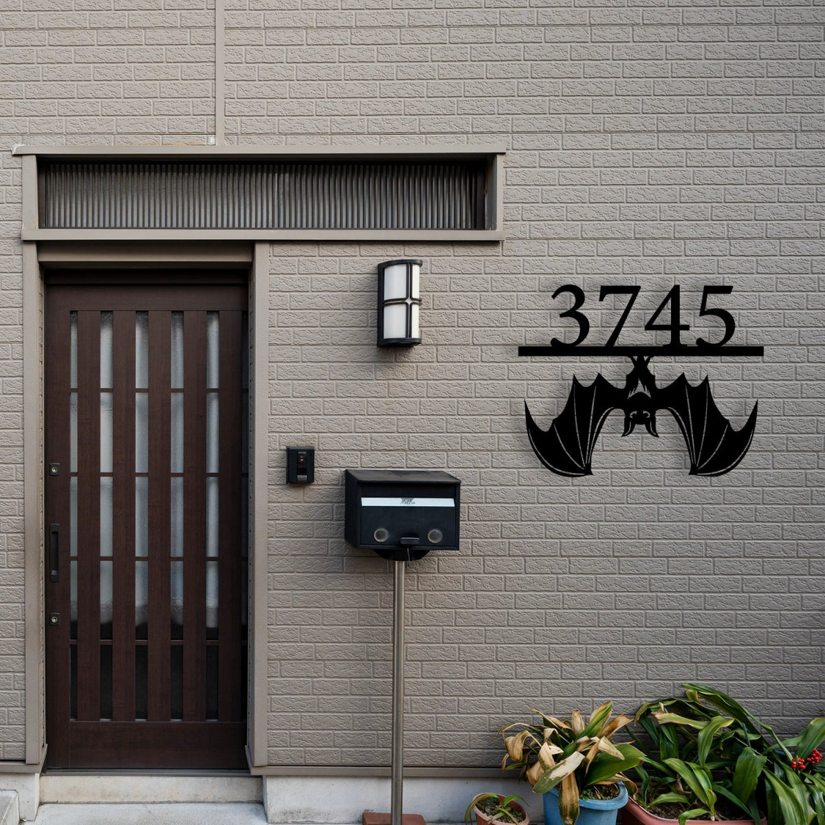Custom Bat House Numbers Metal Garden Sign - BrossHome Metal Wall Art