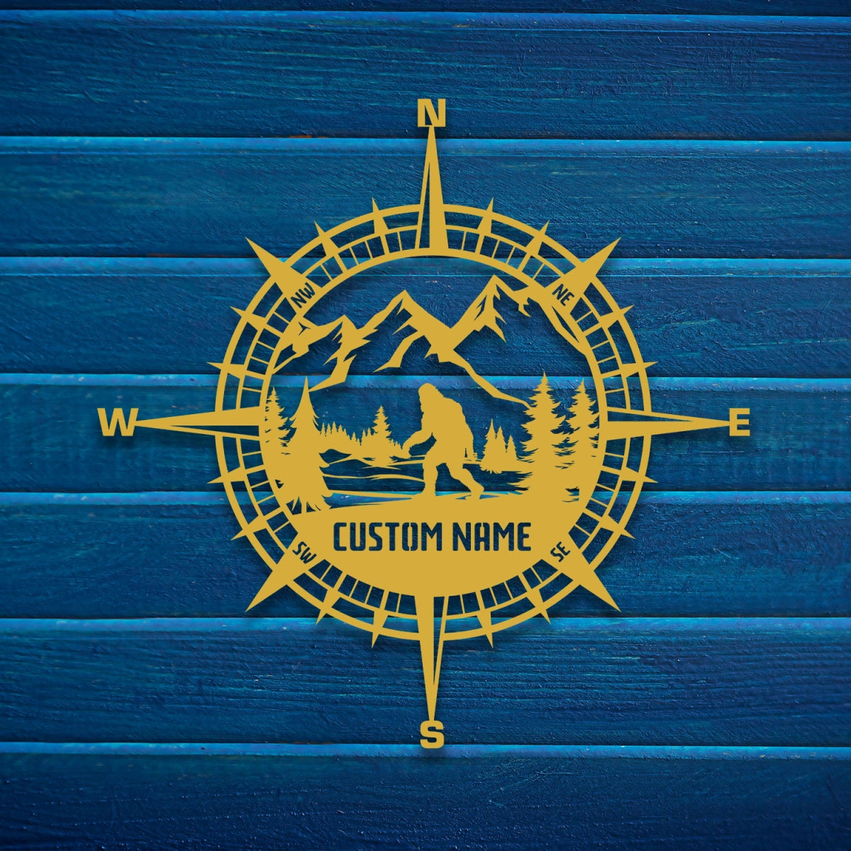 Custom Compass and Large Metal Mountain Wall Art Decor - BrossHome Metal Wall Art